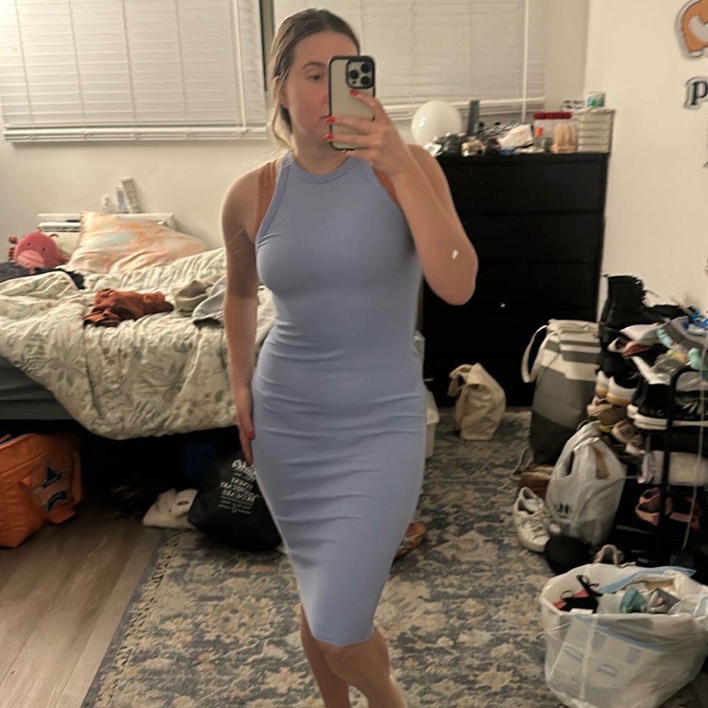 Zara baby blue midi sun dress size M